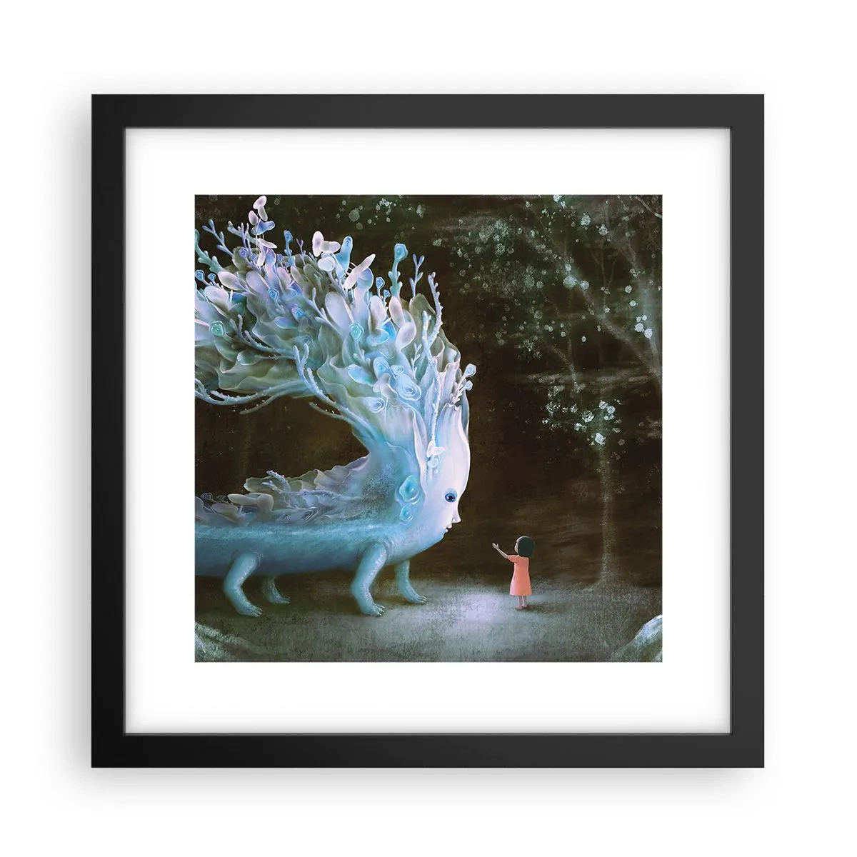Affiche dans un cadre noir - Poster - Une rencontre fantastique - 30x30 cm