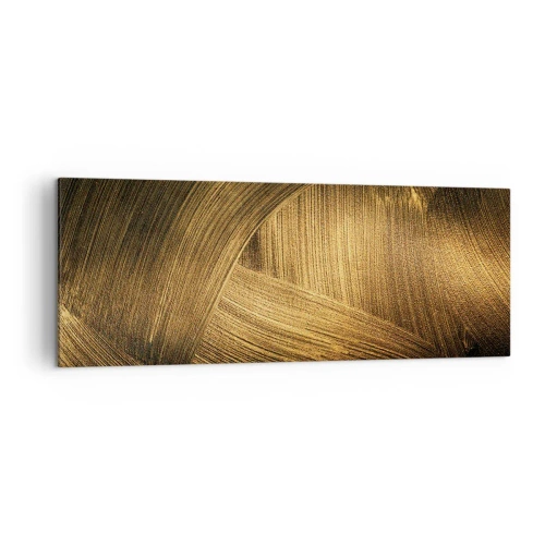 Impression sur toile - Image sur toile - Coups de pinceau abstraits dorés - 140x50cm - Dans un labyrinthe en or - Décoration murale moderne pour le salon et la chambre ARTTOR
