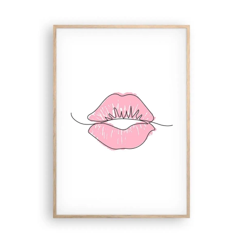 Affiche dans un chêne clair - Poster - Prêt à l'embrassade? - 70x100 cm