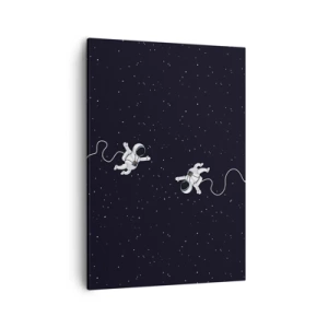 Impression sur toile - Image sur toile - Des astronautes flottant dans l'espace sur fond d'étoiles - 50x70cm - Sortie cosmique - Décoration murale moderne pour le salon et la chambre ARTTOR
