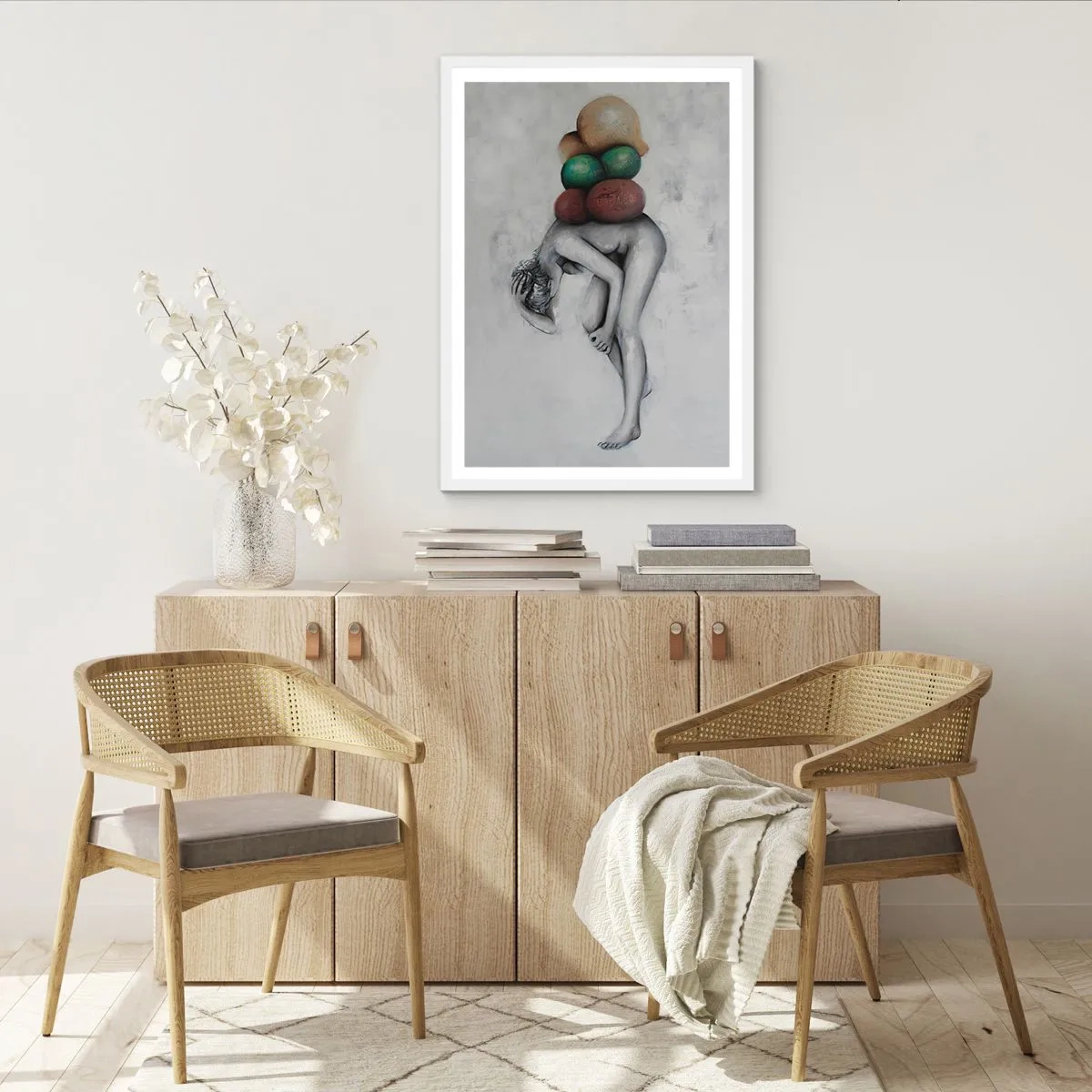 Affiche dans un cadre blanc - Poster - Le fardeau de la vie - 40x50 cm