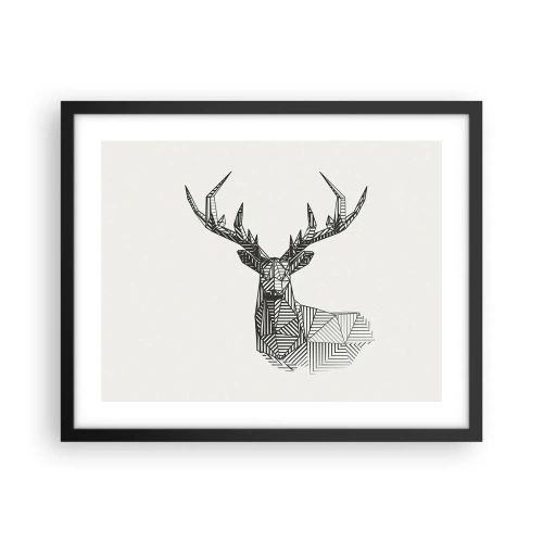 Affiche dans un cadre noir - Poster - Cerf dans un style cubique - 50x40 cm