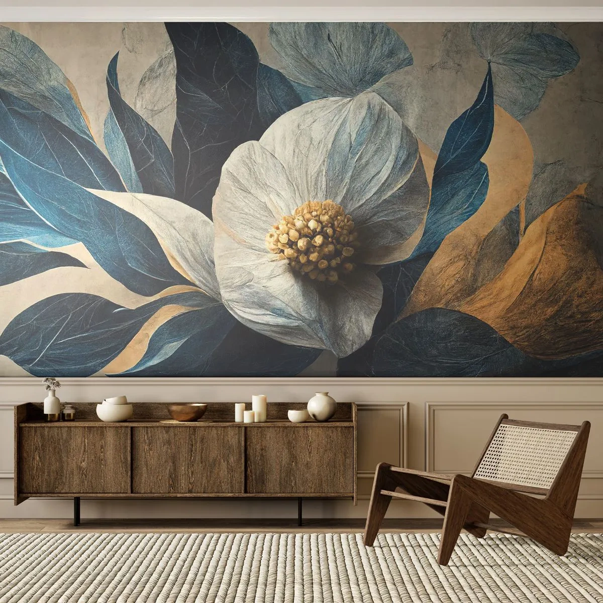 Papier Peint Photo Premium Canvas - Il a un coeur d'or - Fleur, Élégant, Morceau - 250x175 cm