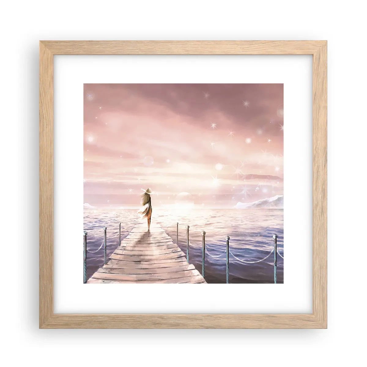 Affiche dans un chêne clair - Poster - A la lumière d'un rêve - 30x30 cm