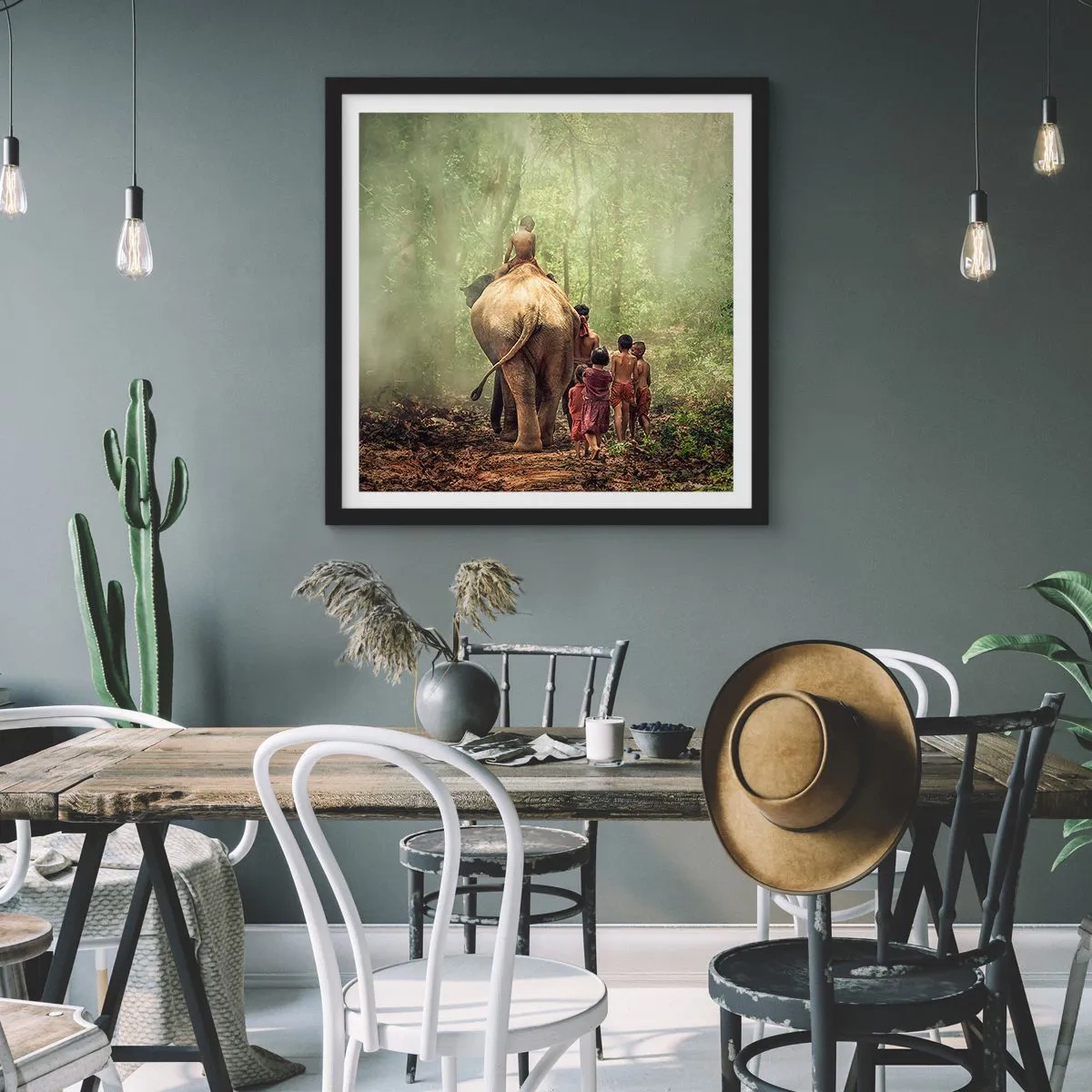 Affiche dans un cadre noir - Poster - Nouveau livre de la jungle - 60x60 cm