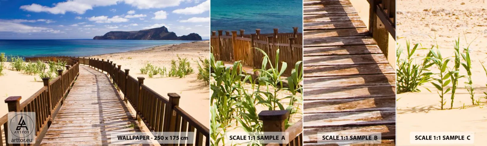 Échantillon de Papier Peint Autocollant Deluxe Sticker - Emmène-moi dans les îles du bonheur - Paysage, Plage, Madère - 100x30 cm