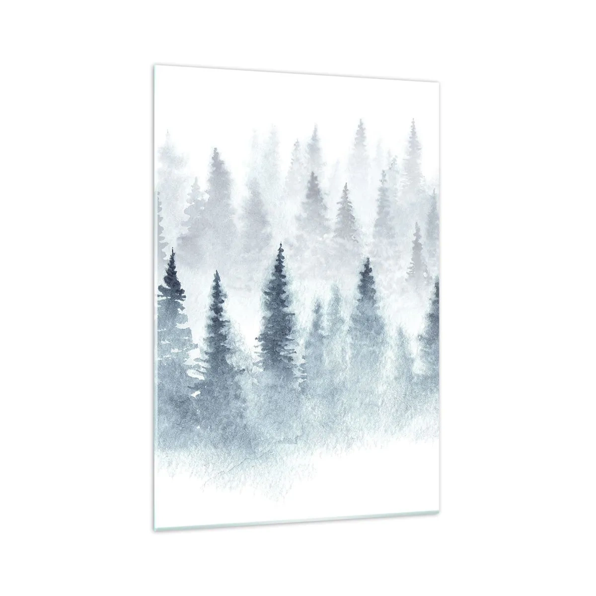 Impression sur verre - Image sur verre - Forêts de conifères baignées d'un brouillard délicat - 70x100cm - Enveloppé de brouillard - Décoration murale moderne pour le salon et la chambre ARTTOR