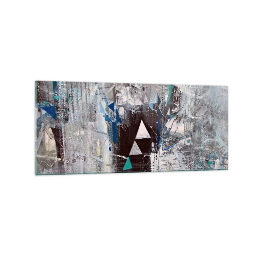 Impression sur verre - Image sur verre - Composition abstraite avec des triangles et des motifs géométriques - 120x50cm - Ordre prioritaire des triangles - Décoration murale moderne pour le salon et la chambre ARTTOR