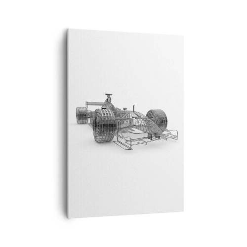Impression sur toile - Image sur toile - Un croquis de conception d'une voiture de course sur un fond clair - 70x100cm - Design parfait - idée de course - Décoration murale moderne pour le salon et la chambre ARTTOR