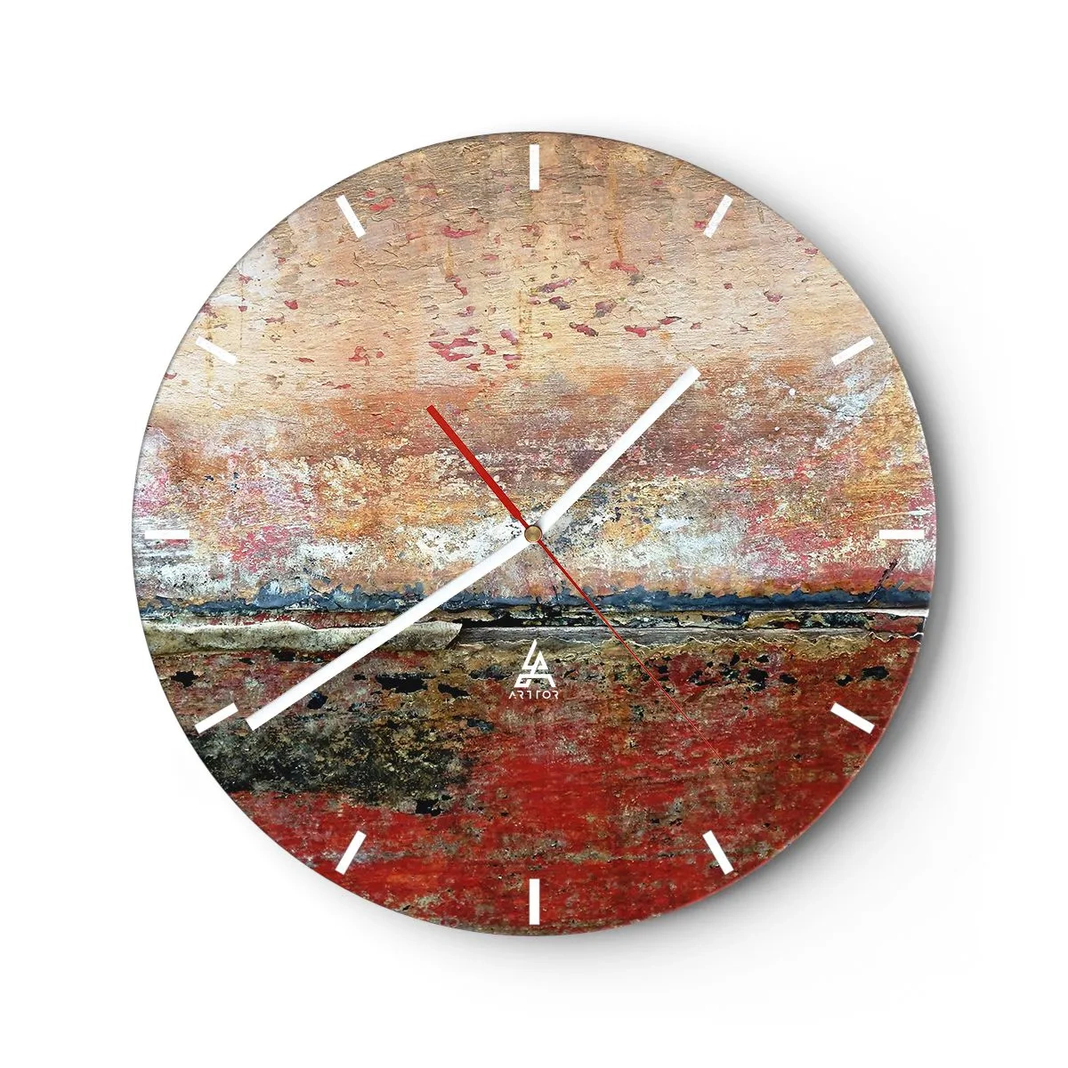 Horloge murale - Pendule murale - Un paysage abstrait avec de la texture et des tons de terre chauds. - 30x30cm - C'est peut-être la mer - Décoration murale moderne pour le salon, la cuisine et la chambre ARTTOR