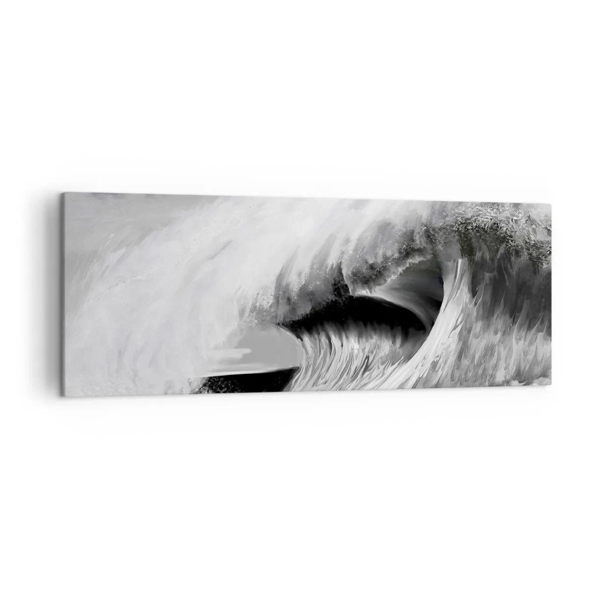 Impression sur toile - Image sur toile - Vague océanique spectaculaire en monochrome - 140x50cm - La colère de l'océan - Décoration murale moderne pour le salon et la chambre ARTTOR