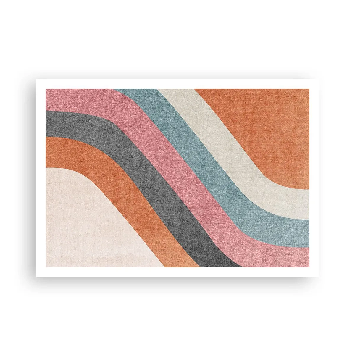 Affiche - Poster - Rayures rétro colorées - 100x70cm - Composition diagonale – mouvement - Décoration murale moderne pour le salon et la chambre ARTTOR