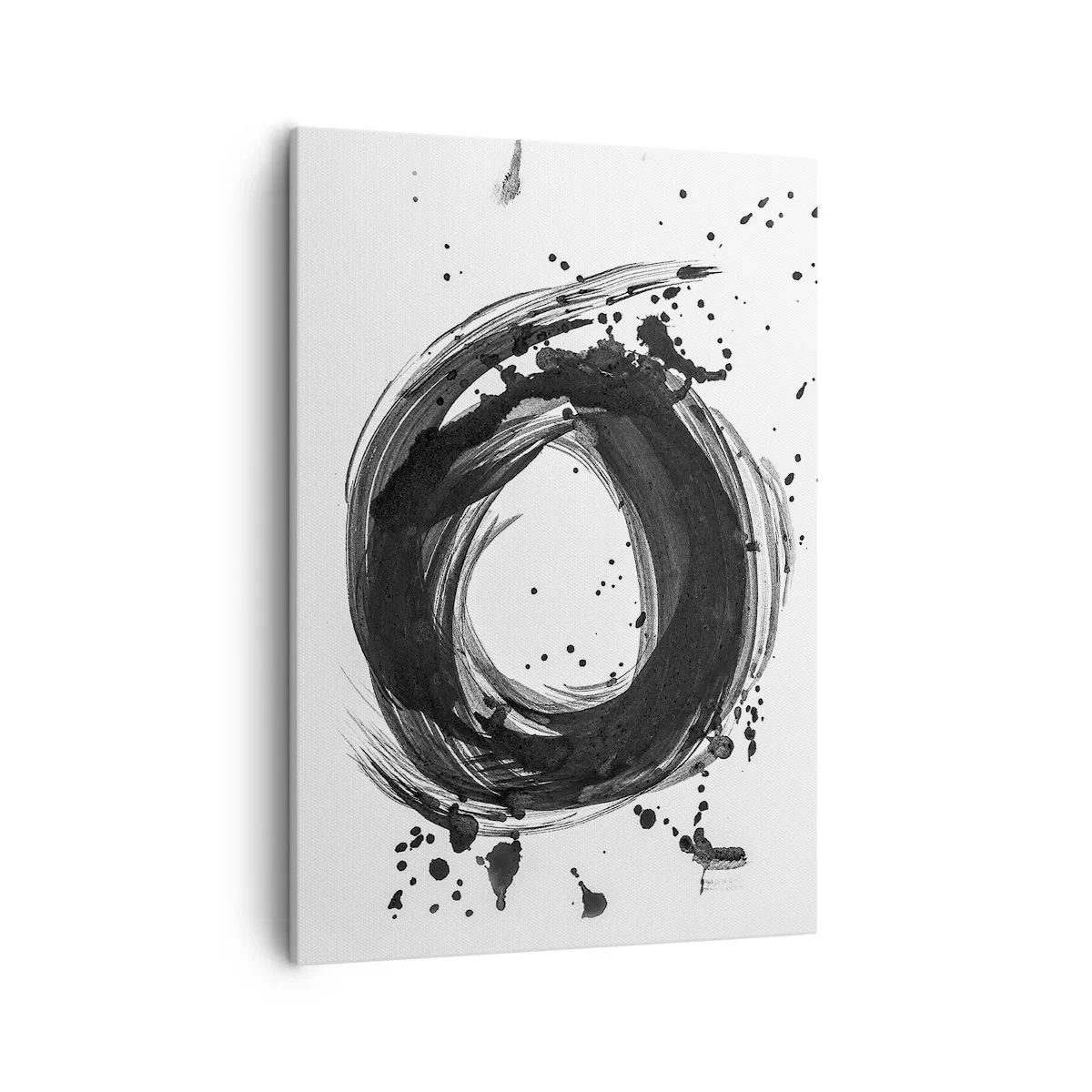 Impression sur toile - Image sur toile - Abstraction noire en forme de cercle sur fond blanc - 50x70cm - Le tourbillon de la création - Décoration murale moderne pour le salon et la chambre ARTTOR