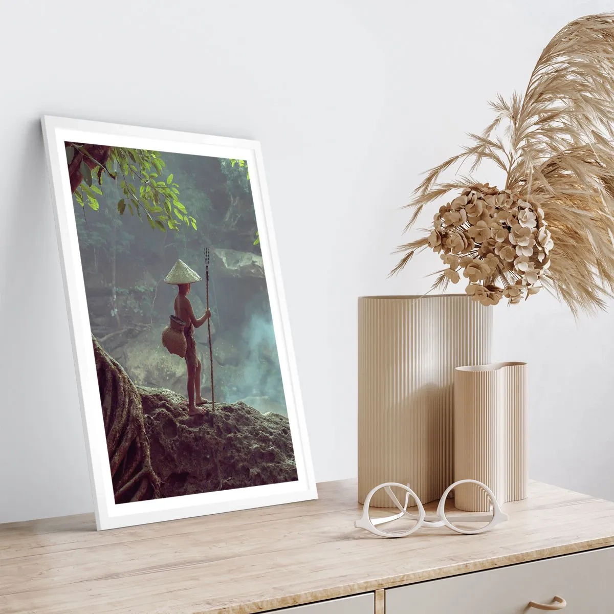 Affiche dans un cadre blanc - Poster - Lier d'amitié avec la nature - 50x70 cm