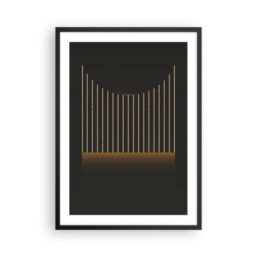 Affiche dans un cadre noir - Poster - Composition géométrique de lignes verticales dans l'obscurité - 50x70cm - Explorez les ténèbres - Décoration murale moderne pour le salon et la chambre ARTTOR