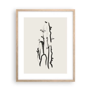 Affiche dans un chêne clair - Poster - Herbe à fleurs - 40x50 cm