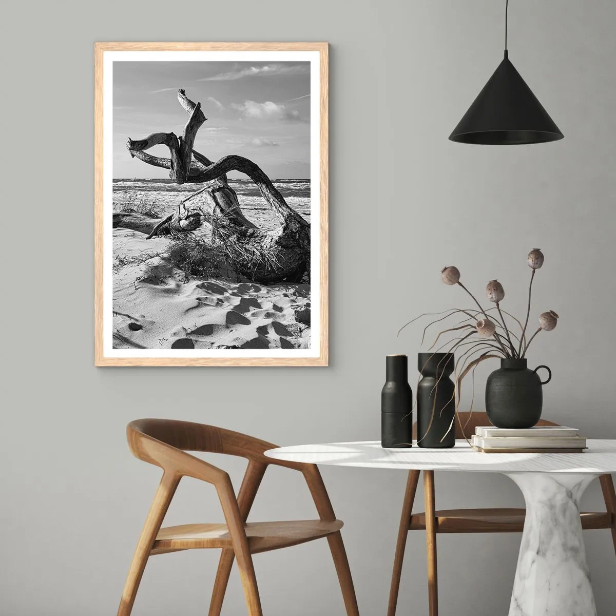 Affiche dans un chêne clair - Poster - Sculpture marine - 40x50 cm