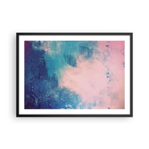 Affiche dans un cadre noir - Poster - Texture abstraite dans les tons de rose et de bleu - 70x50cm - Etreintes bleues - Décoration murale moderne pour le salon et la chambre ARTTOR