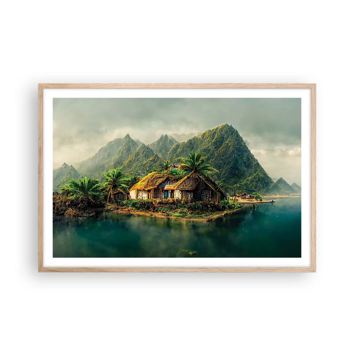 Affiche dans un chêne clair - Poster - Paradis tropical - 91x61 cm