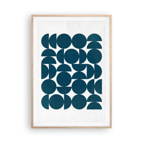 Affiche dans un chêne clair - Poster - Cercles et demi-cercles - 70x100 cm
