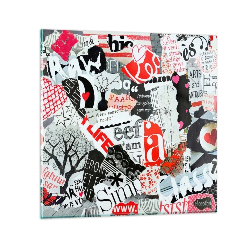 Impression sur verre - Image sur verre - Collage hipster - 30x30 cm