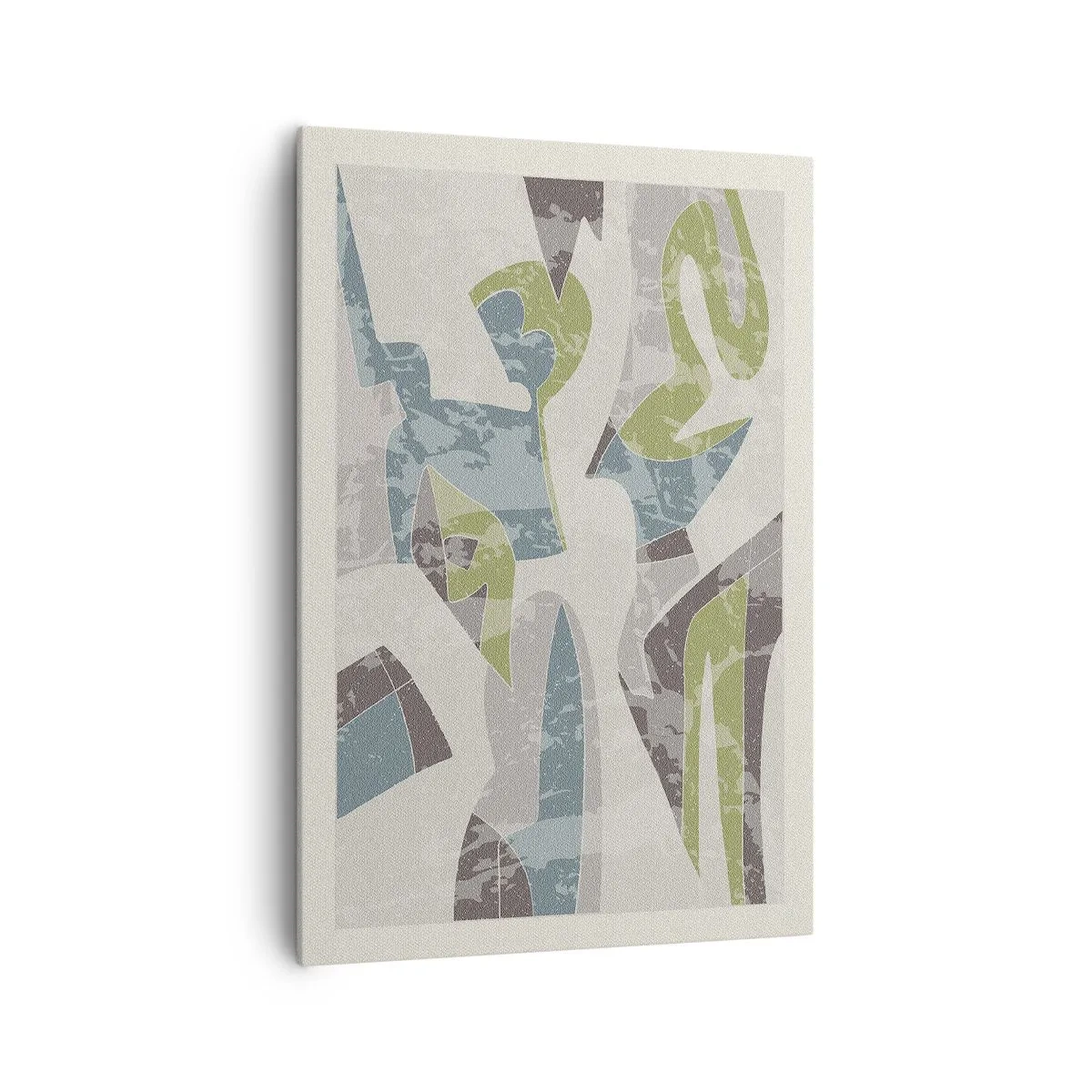 Impression sur toile - Image sur toile - Formes abstraites en vert et bleu sur fond clair - 70x100cm - Composition derrière la vitre - Décoration murale moderne pour le salon et la chambre ARTTOR