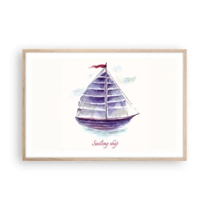 Affiche dans un chêne clair - Poster - Plein de voiles et d’eau calme - 91x61 cm