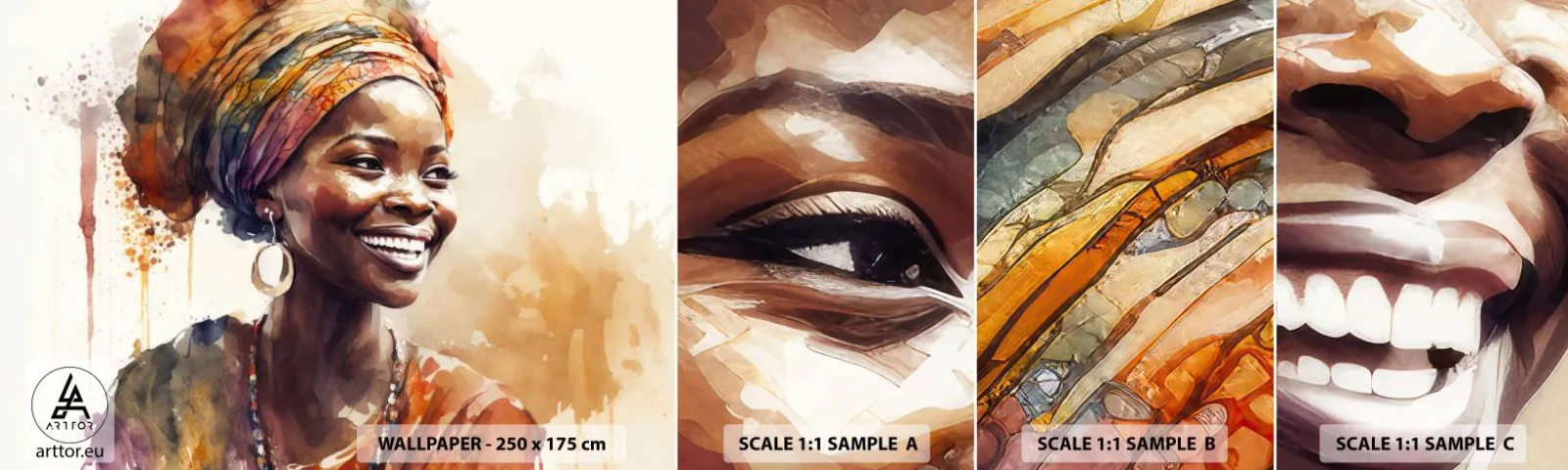 Échantillon De Papier Peint Standard Eco - reine africaine - Femme, Afro-américain, Portrait - 100x30 cm