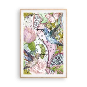 Affiche dans un chêne clair - Poster - Empêtré dans les vignes - 61x91 cm