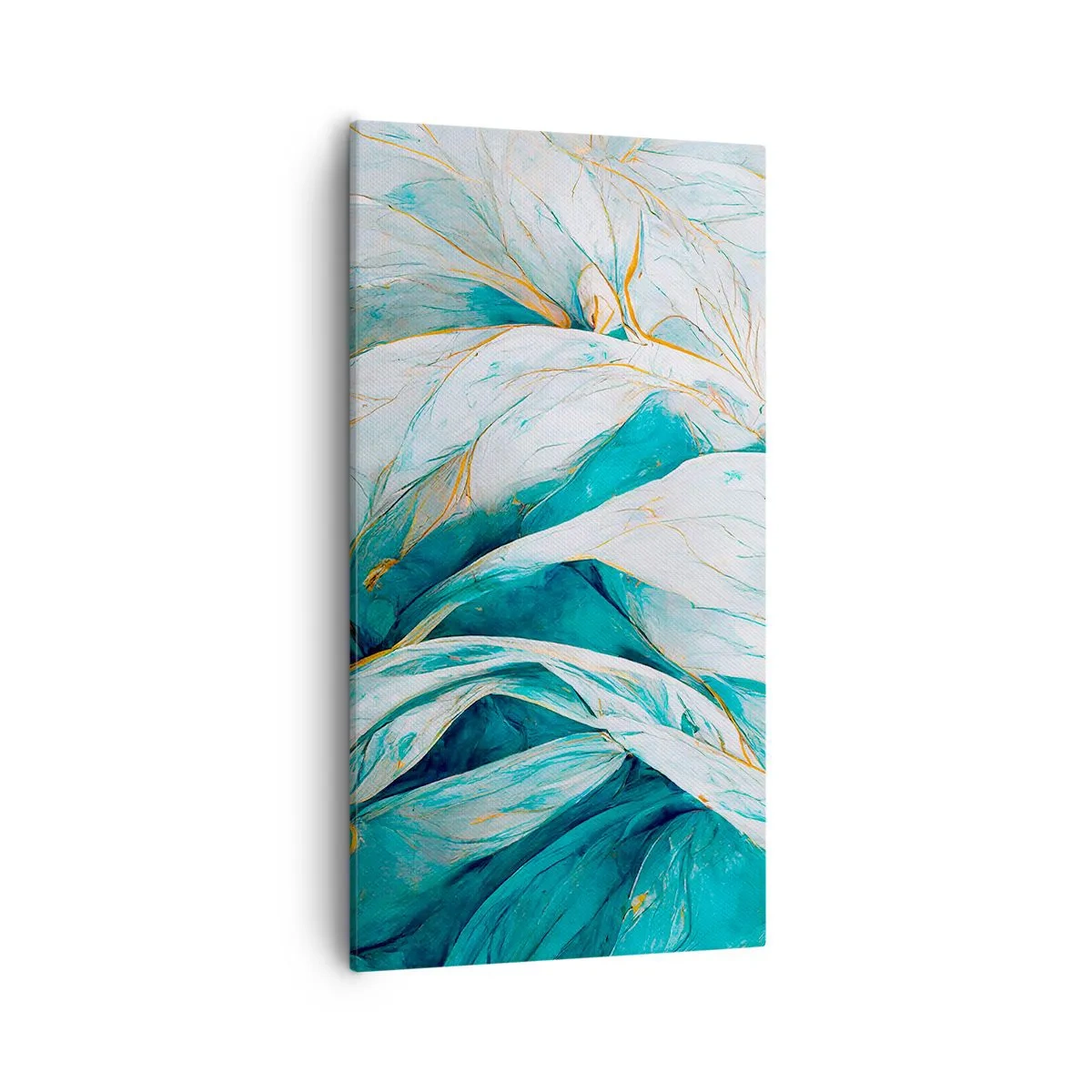 Impression sur toile - Image sur toile - Abstraction bleue avec un motif doré - 55x100 cm