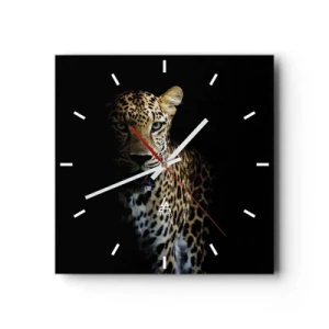 Horloge murale - Pendule murale - Un léopard sur fond sombre avec un regard intense - 30x30cm - Beauté sombre - Décoration murale moderne pour le salon et la chambre ARTTOR