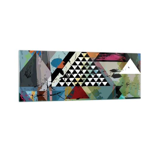 Impression sur verre - Image sur verre - Une composition abstraite de formes géométriques et de couleurs. - 140x50cm - Comme c'est facile - Décoration murale moderne pour le salon et la chambre ARTTOR