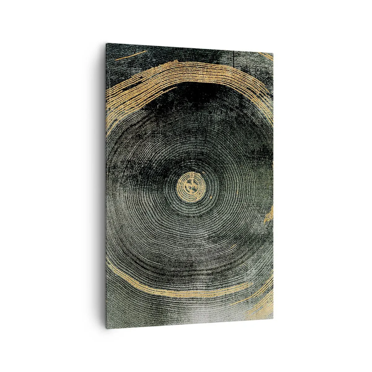 Impression sur toile - Image sur toile - Cercles concentriques avec des accents dorés - 80x120cm - Changement et persistance - Décoration murale moderne pour le salon et la chambre ARTTOR