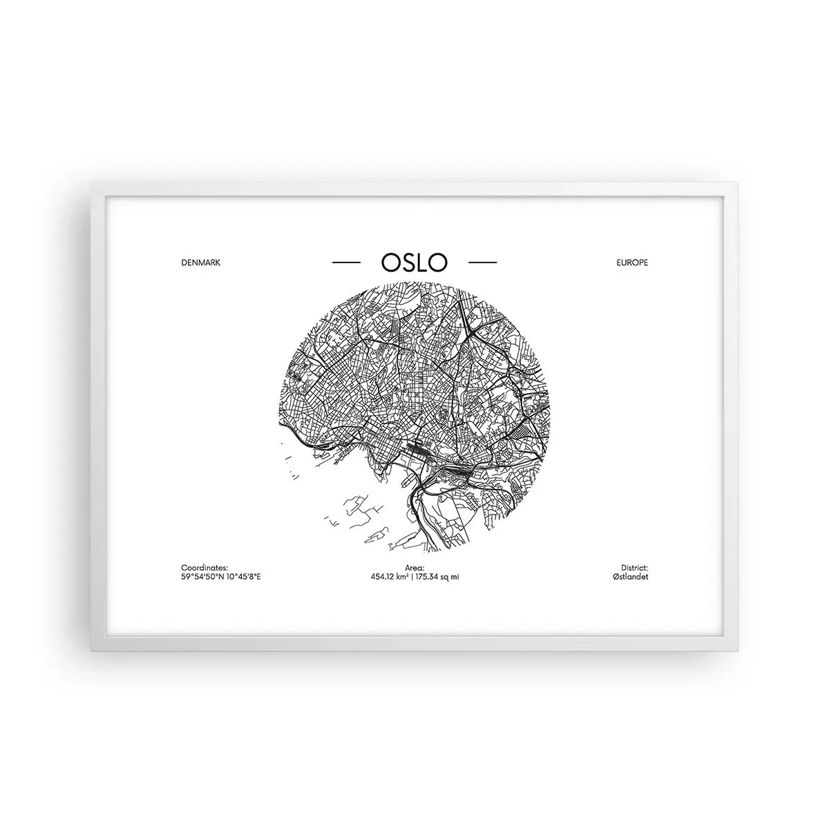 Affiche dans un cadre blanc - Poster - Anatomie d’Oslo - 70x50 cm