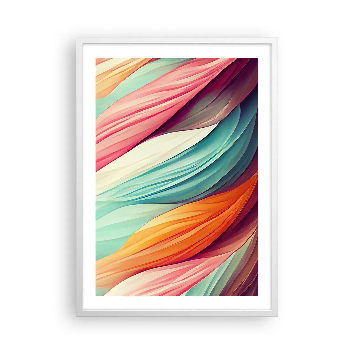 Affiche dans un cadre blanc - Poster - Tissage arc-en-ciel - 50x70 cm