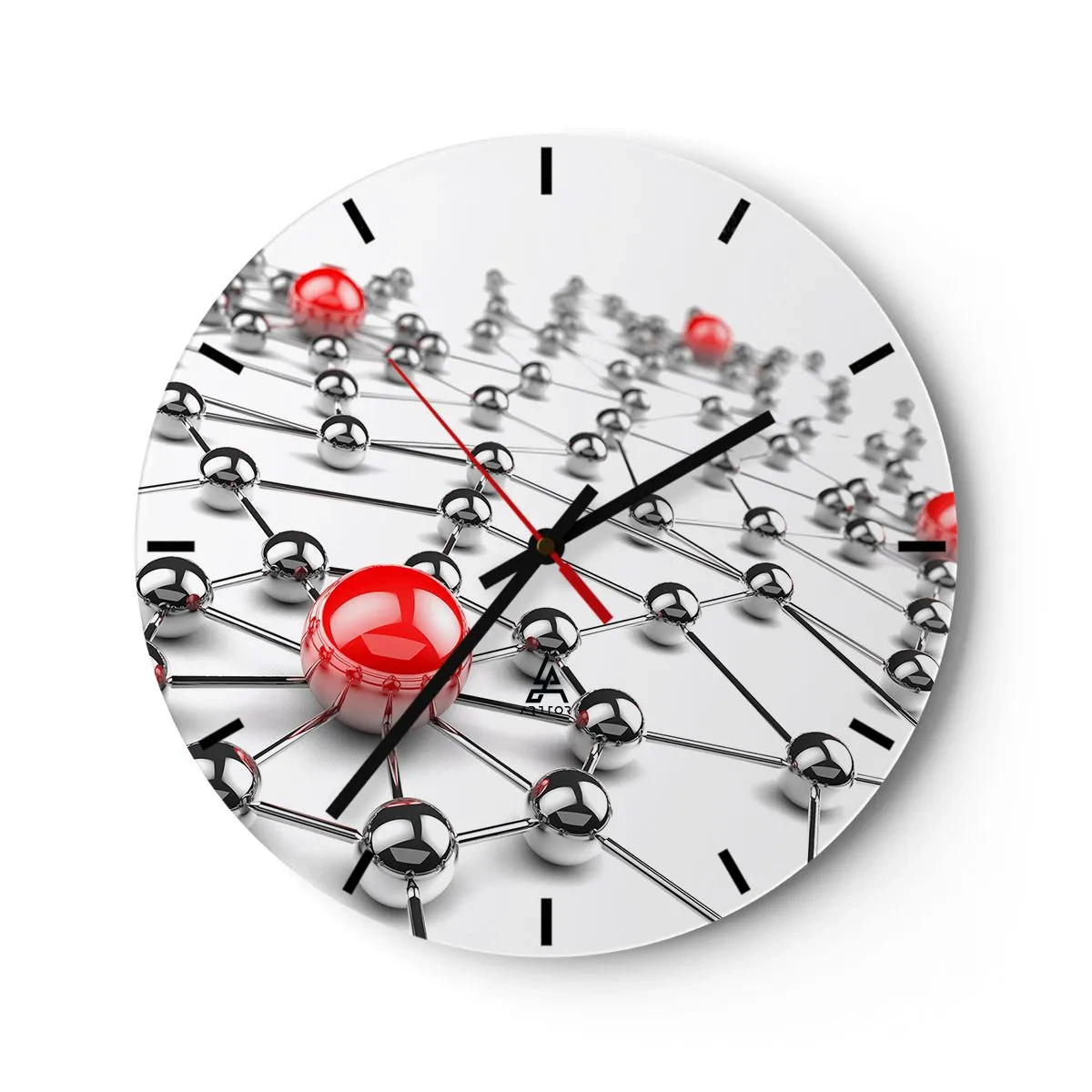 Horloge murale - Pendule murale - Toile argentée - 40x40 cm