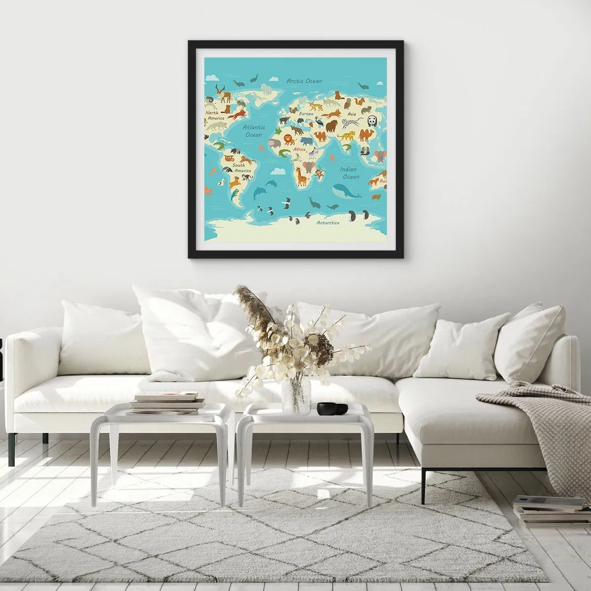 Affiche dans un cadre noir - Poster - De bons voisins - 40x40 cm