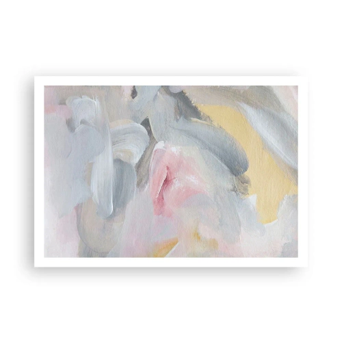 Affiche - Poster - Coups de pastel abstraits dans des tons de rose et de gris. - 100x70cm - Dans un monde pastel - Décoration murale moderne pour le salon et la chambre ARTTOR