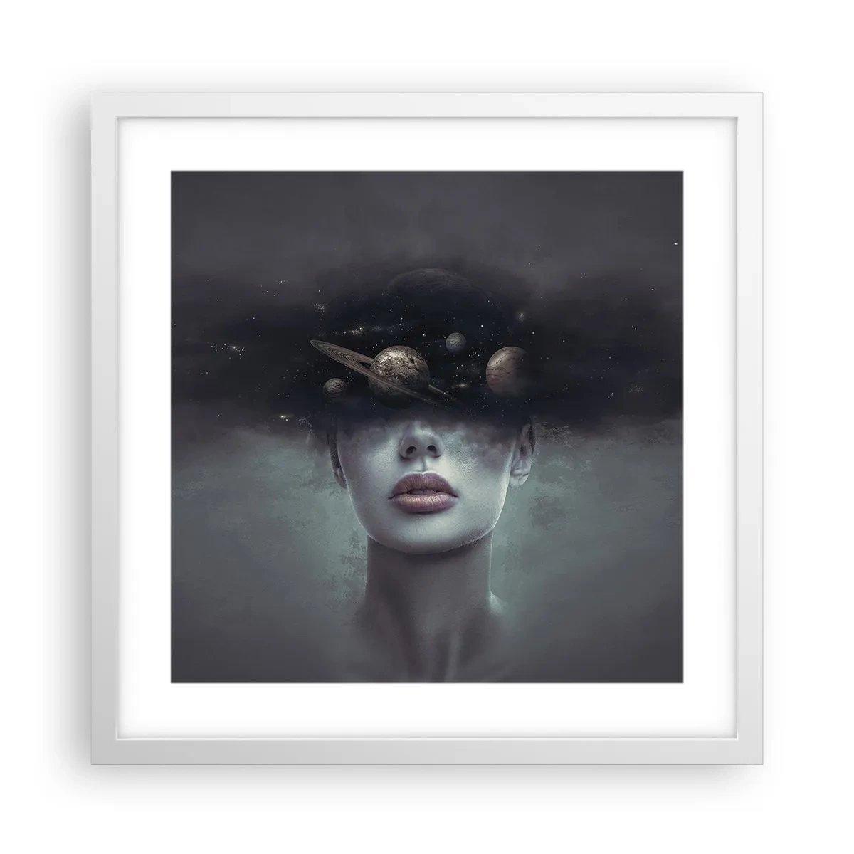 Affiche dans un cadre blanc - Poster - Et les planètes deviennent folles... - 40x40 cm