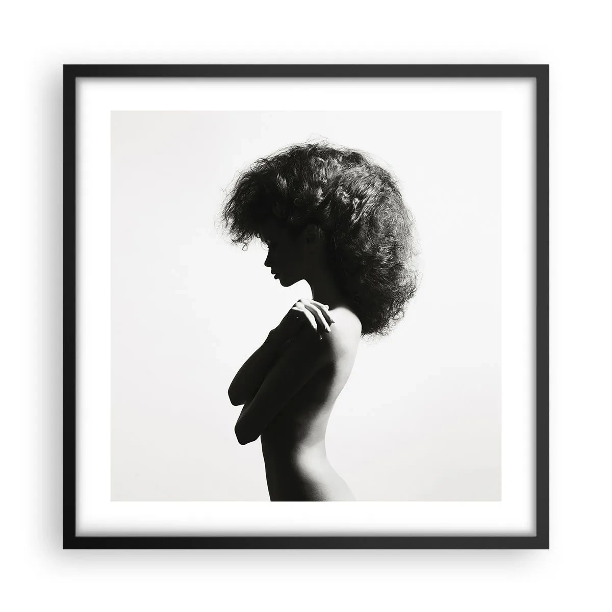 Affiche dans un cadre noir - Poster - Comme une fleur au bout d'une fine tige - 50x50 cm