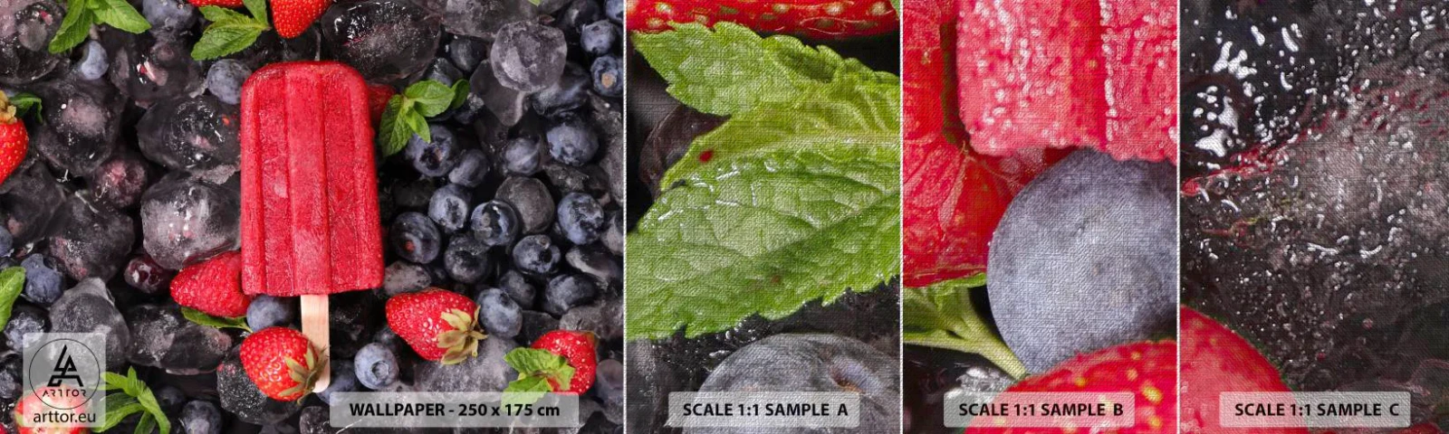 Échantillon de Papier Peint Premium Canvas - Le goût d’un été chaud - Glace, Fruit, Santé - 100x30 cm