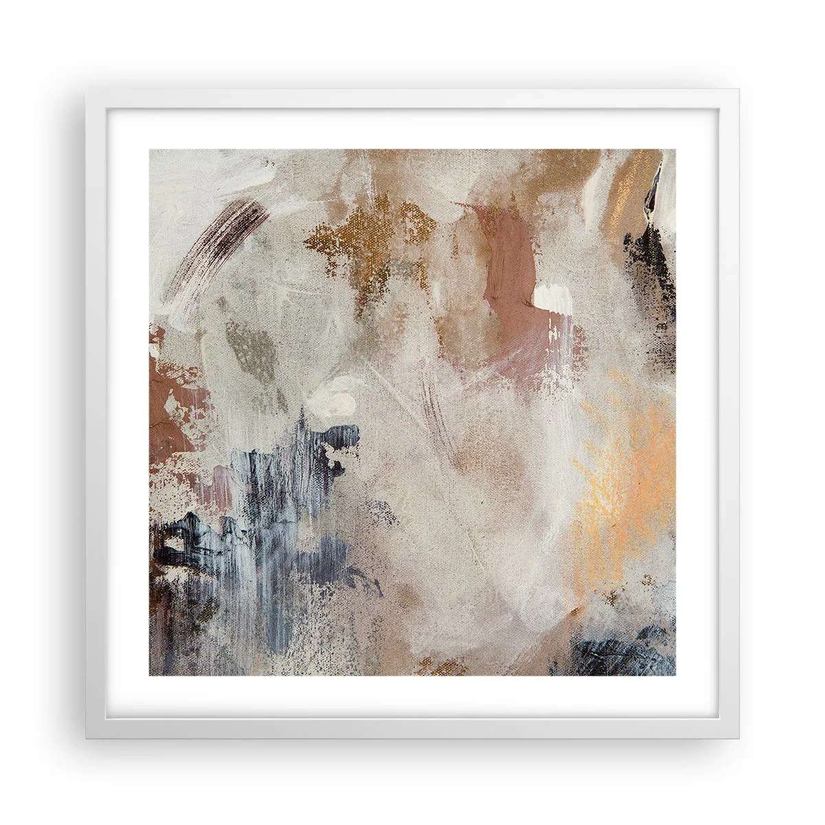 Affiche dans un cadre blanc - Poster - Abstraction brumeuse - 50x50 cm