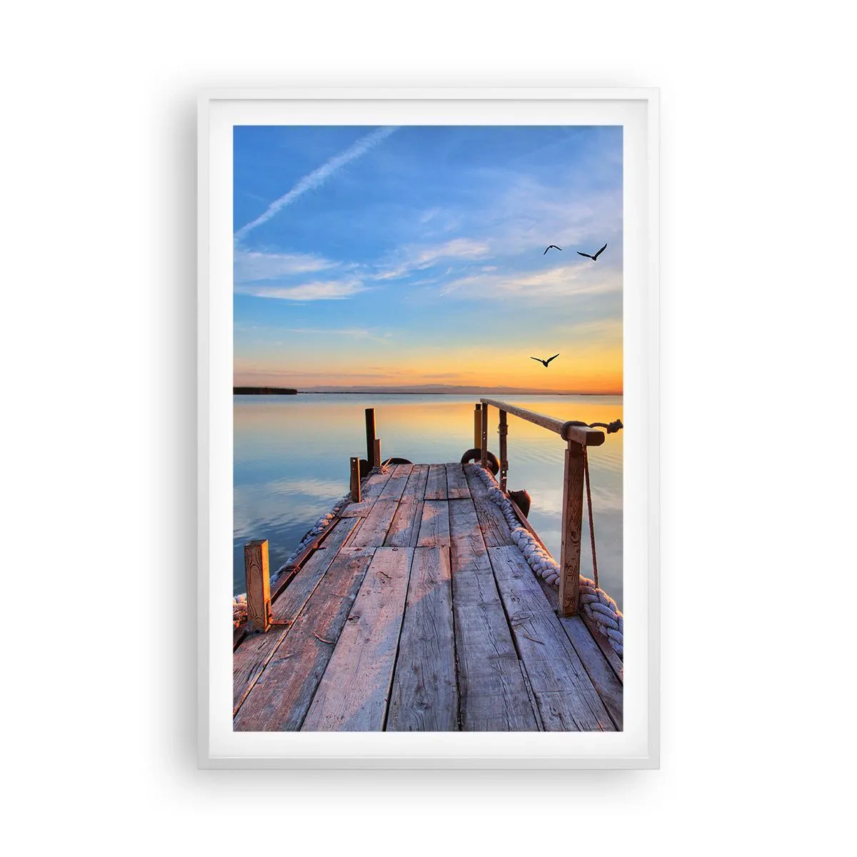 Affiche dans un cadre blanc - Poster - Marcher droit vers le soleil - 61x91 cm