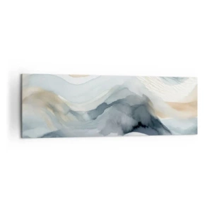 Impression sur toile - Image sur toile - Une abstraction délicate avec un motif de montagne dans des tons pastel. - 160x50cm - Abstraction enneigée et brumeuse - Décoration murale moderne pour le salon et la chambre ARTTOR