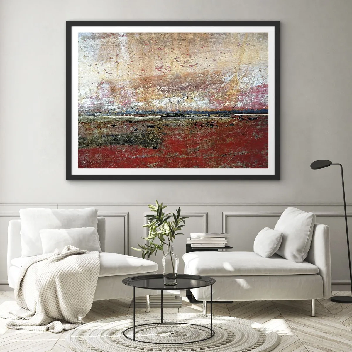 Affiche dans un cadre noir - Poster - Une composition abstraite inspirée de la mer et de la nature. - 70x50cm - C'est peut-être la mer - Décoration murale moderne pour le salon et la chambre ARTTOR