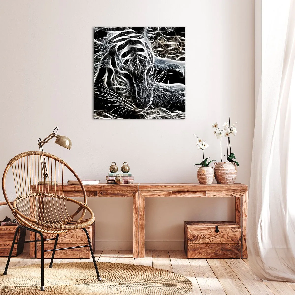 Impression sur toile - Image sur toile - Une étude de la légèreté du chat - 70x70 cm