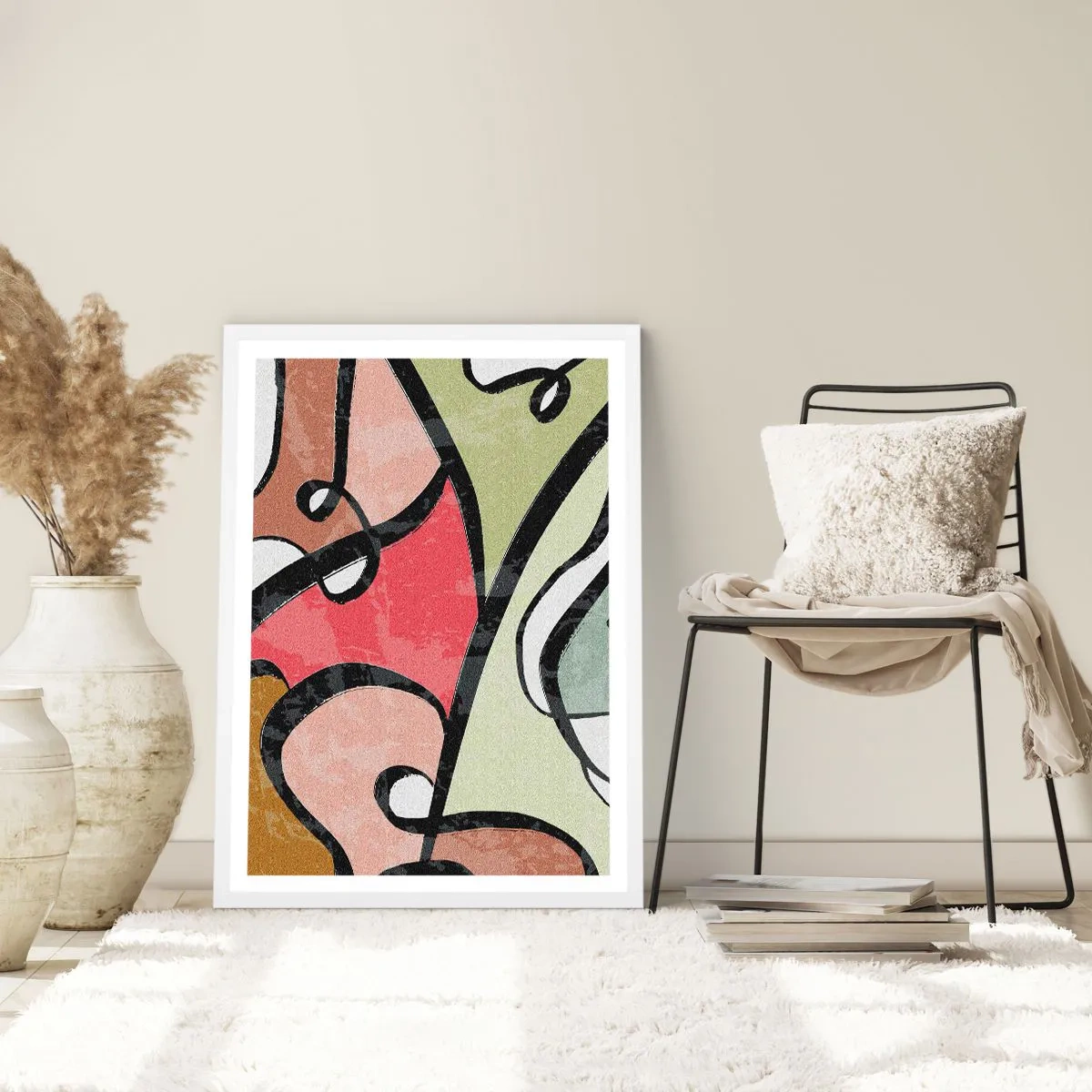 Affiche dans un cadre blanc - Poster - Pirouettes parmi les couleurs - 70x100 cm