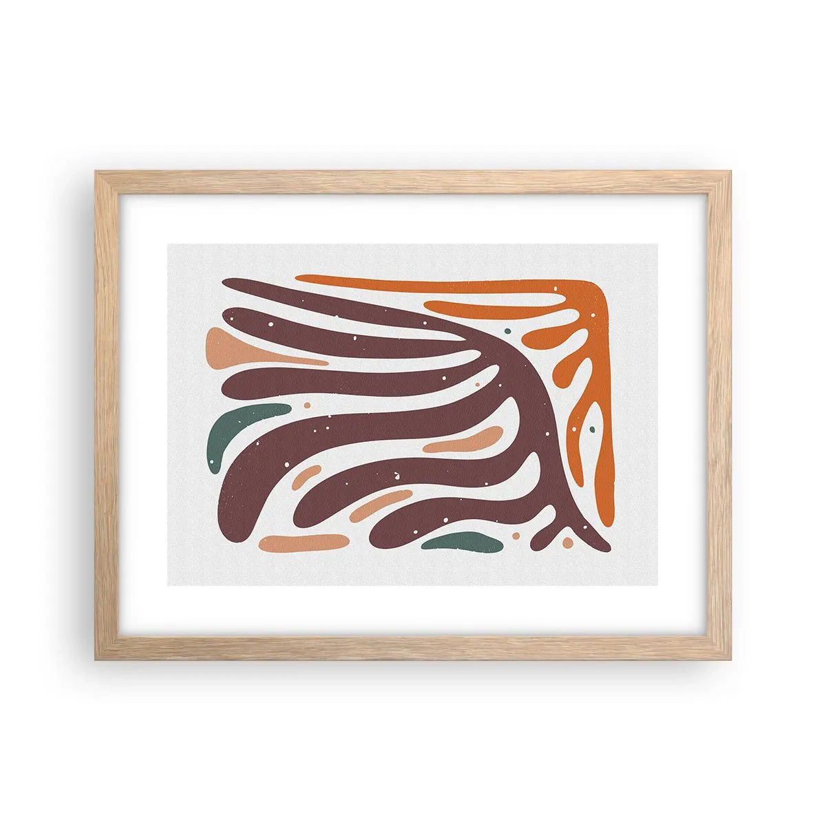 Affiche dans un chêne clair - Poster - Composition organique rayonnante - 40x30 cm