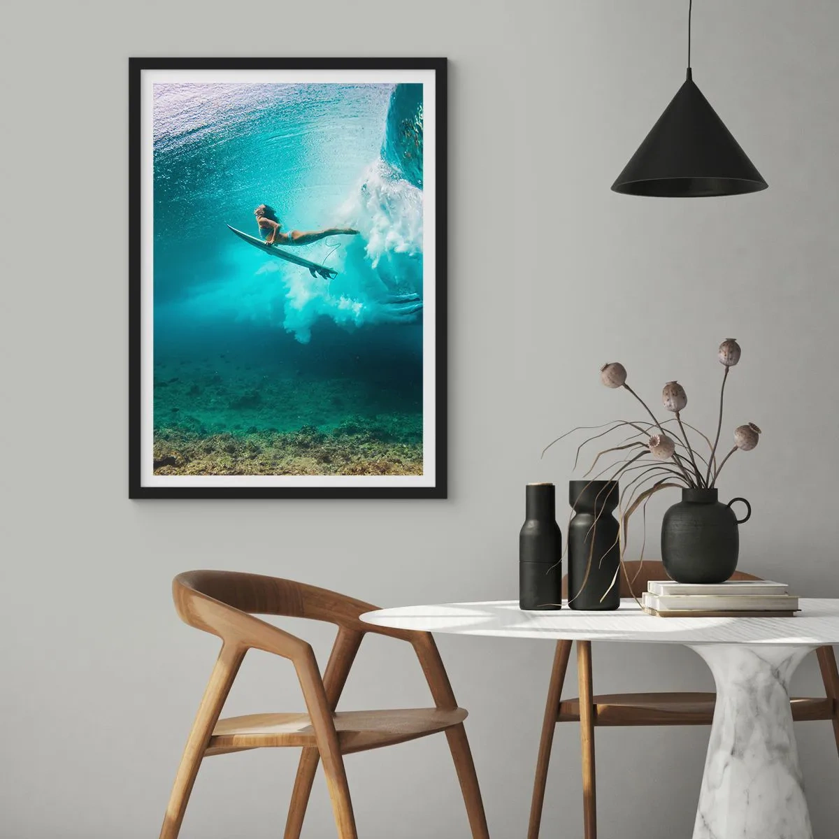 Affiche dans un cadre noir - Poster - Monde sous marin - 40x50 cm