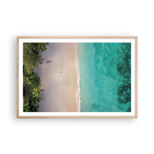 Affiche dans un chêne clair - Poster - Plage paradisiaque - 91x61 cm